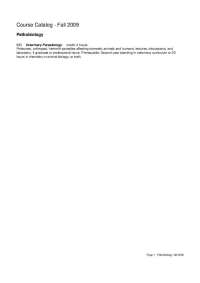 Veterinary Parasitology: Pathobiology Course, Fall 2009