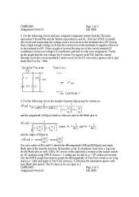 Assignment for CMPE3403: Circuit Analysis and Design - Week 1, Fall 2008 - Prof. Edward J.