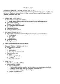 Transistor Matching, Differential Amplifiers - Final Exam Topics | CSE 60462