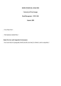 Bank Financial Analysis - Bank Management | FINC 4561