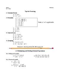 Tips and Exercises for Factoring and Multiplying Rational Expressions - Prof. Youngmi Kim
