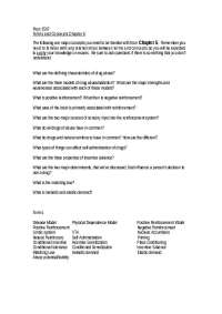 Notes on Terms and Concepts - Alcohol and Drugs Effects on Behavior | PSYC 3507