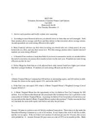 Homework Set 6 - Corporate Finance | MGT 541