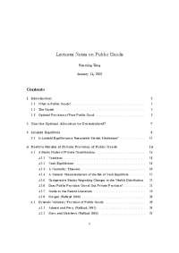 Lecture Notes on Public Goods | Public Finance II | ECON 681