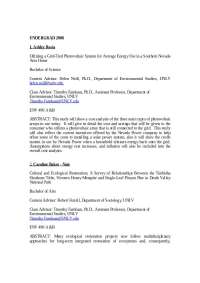 Environmental Studies Senior Projects at UNLV