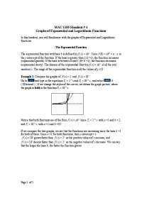 Review Sheet for Graphs of Exponential and Logarithmic Functions | MAC 1105