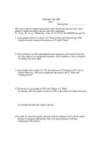 Quiz 7 in CHM 1045 Fall 2008 - Gas Laws