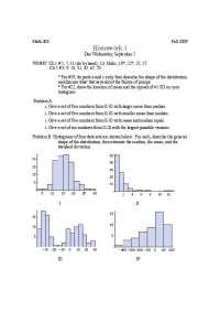 Math 403 Homework 1: Statistical Analysis and Distributions - Prof. Bryan F. Clair