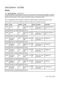 Physics Class Schedule for Fall 2008: How Things Work Course - Prof. Matthew C. Stupca
