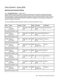 Business and Technical Writing Course Schedule - Spring 2006