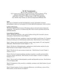 ME 300: Thermodynamics - Class Information and Outline
