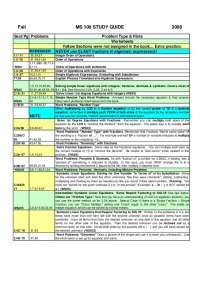 Algebra Study Guide: Order of Operations, Equations, and Inequalities - Prof. Errin E. Whi