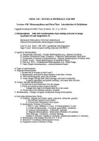 Metamorphism of Rocks: Types, Agents, and Descriptions - Prof. Christopher Mattinson