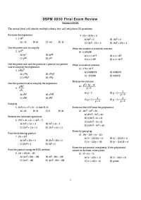 DSPM 0850 Final Exam Review: Solving Algebraic Expressions and Equations
