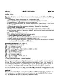 Objectives Sheet 1 on Intro to Medical Chemistry - Chapter 2 | CHEM 32
