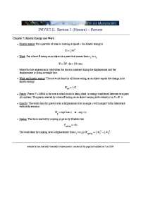 Physics 211 (Honors) - Review: Kinetic Energy, Work, Power and Springs - Prof. Luca Bombel