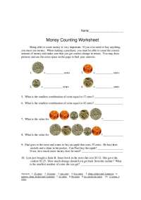 Money Counting Practice Worksheet - Prof. Lawrence W. Ellerbruch