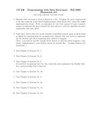 10 Problems on the Data Structures - Homework 2 | CS 220 - Docsity