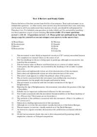 Art Movements Review and Study Guide for Test 4