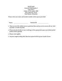 Practice Test 2 - Actuarial Mathematics I - Fall 2008 | MATH 3630 - Docsity