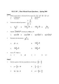 Most Missed Exam Questions - College Algebra Lab | MAT 107