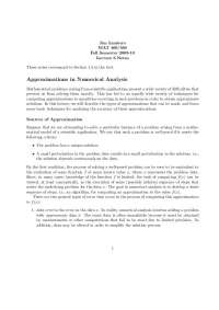 Sources of Approximation in the Numerical Analysis | MAT 460