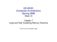 Lecture Slides on Memory Technology - Computer Architecture | CS 35101