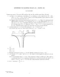 Sample Exam #3 with Answers - Calculus I | MATH 150 - Docsity