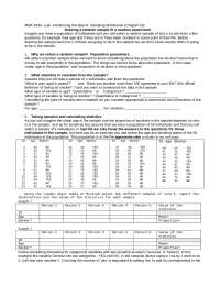 Introducing the Idea of Sampling Distribution - Lab | MATH 1530 - Docsity