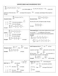 Notes on Infinite Series Convergence Tests | MATH 1411 - Docsity