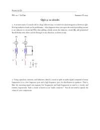 Practice Quiz 8: Ac Circuits - General Physics II | PH 102 - Docsity