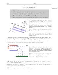 Exam I Questions for General Physics II | PH 102 - Docsity
