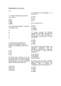 Lista de exercícios de Matemática, aula 7