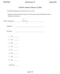 Midterm Exam 1 with Answer Key - Biochemistry II | BCHM 462 - Docsity
