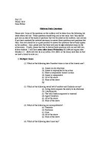 Midterm Study Questions for Phil 137: Free Will and Moral Responsibility - Prof. Dana Kay 