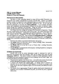 Presocratic Philosophy - Ancient Philosophy - Handout 1 | PHIL 31