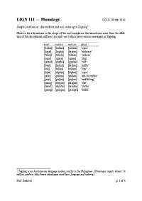 Alternations and Rule Ordering in Tagalog - Sample Problem Set | LIGN 111