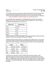 Final Exam - Hydrogeology - Fall 1998 | GEOL 127