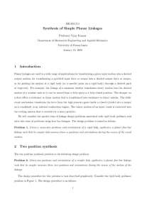 Synthesis of Planar Four-Bar Linkages for Rigid Body Guidance
