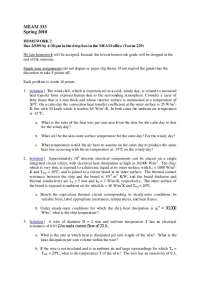 Heat and Mass Transfer - Homework 2 with Solutions | MEAM 333