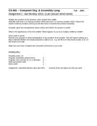 Assignment 1 on Computer Organization and Assembly Language | CS 061 ...