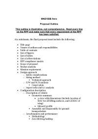 Proposal Outline for Project on Aerospace Engineering Design II | MAE ...