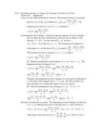 Notes on Instantaneous Rate of Change of Function | MATH 4C - Docsity