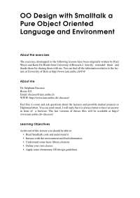 Design with Smalltalk A Pure Object Oriented Language and Environment ...