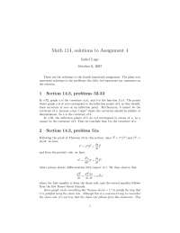 Solutions to Assignment 4 on Calculus II - Assignment | MATH 114 - Docsity