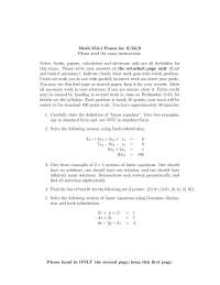 Test 2 with Solution - Introduction to Linear Algebra | MATH 254 - Docsity
