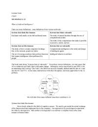 Introduction to Artificial Intelligence - Lecture Notes | CS A351 - Docsity