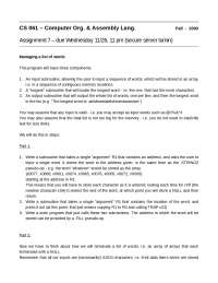 Computer Organization and Assembly Language - Assignment 7 | CS 061 ...