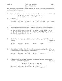 Study Questions for Exam 3 - General Chemistry | CHEM 201 - Docsity
