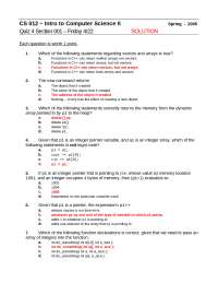 Practice Quiz 4 with Solutions - Introduction to Computer Science II ...